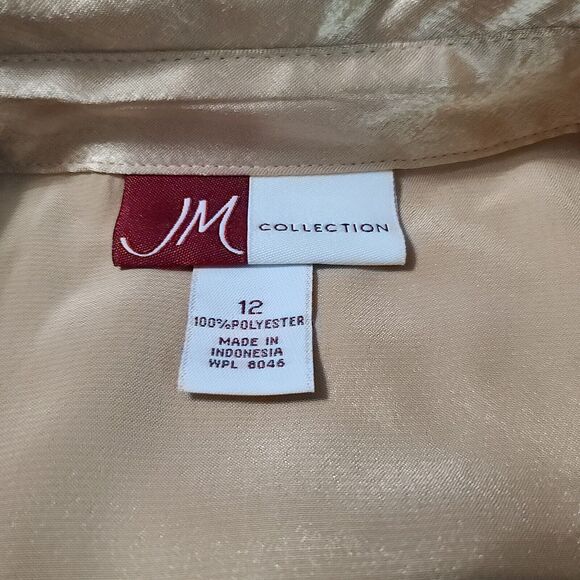 JM Collection Womens Button Up Blouse Gold Size 12 100% Polyester Long Sleeve - Picture 7 of 12